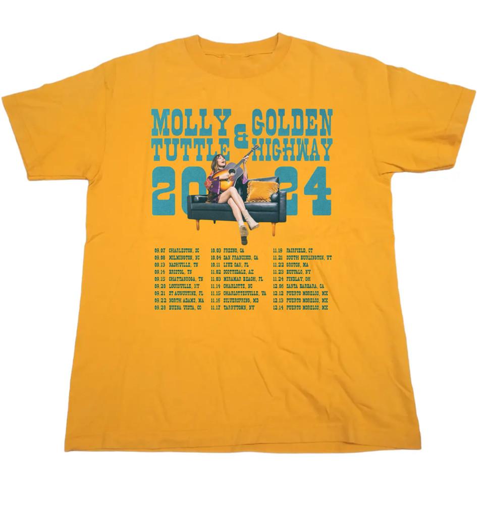 New Molly Tuttle Tour Concert 2024 Unisex T-Shirt Cotton Tee All Size Gold MK118 Unisex T-Shirt