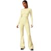 Womens High-Waisted Yoga Set With Butt-Lifting Effect 3-Section Waist Design Long Sleeve Top Flared Leggings 90% Nylon 10%