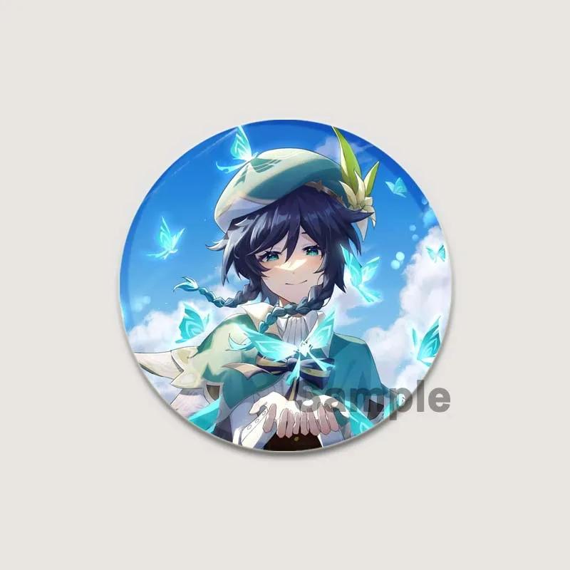 32/44/58 мм мультяшная фигурка Venti Jean HD принт брошь аниме значок Genshin Impact круглая витрина броши значки на лацкан ювелирные изделия подарочный аксессуар
