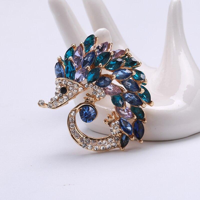 Blucome Color Crystal Hedgehog Shape Brooches for Women Suit Shirt Collar Clip Fashion Harajuku Brooch Pins Bijoux Gift