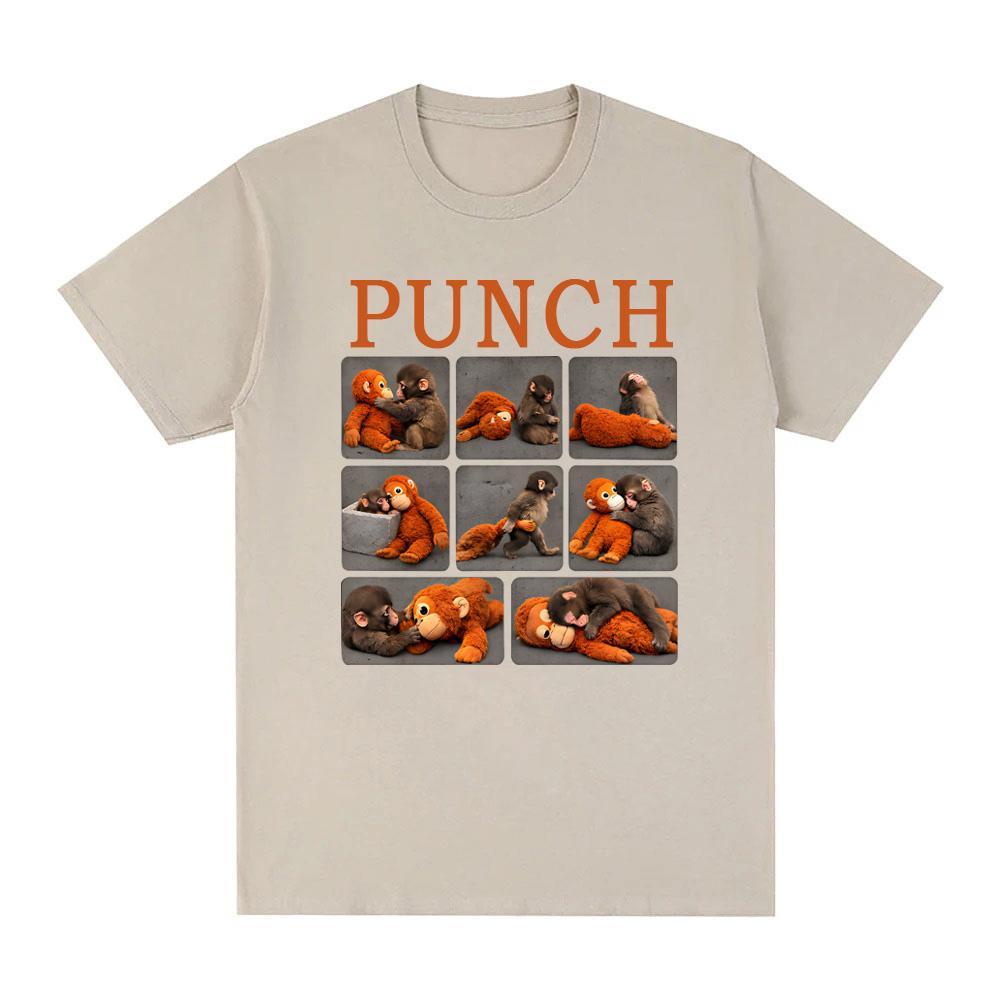 Punch Monkey Japanese Macaque Teeshirt Orangutan Plush Toy Short Sleeve Tees Summer 100Cotton Sudaderas Comfortable Tshirt