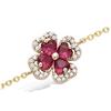 [N6821] - Golden Ruby ​​'Clover' Gold Plated Bracelet - 13x13 Mm