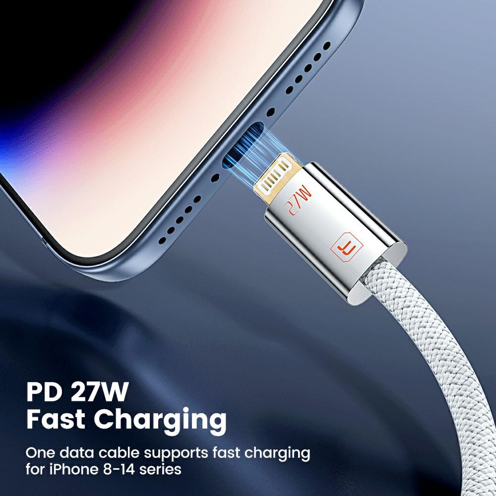 TOOCKI TX110C1 1m Mini Zinc Alloy PD 27W USB-C to iP Cable 480Mbps Fast Data Transfer Cable with Smart Chip