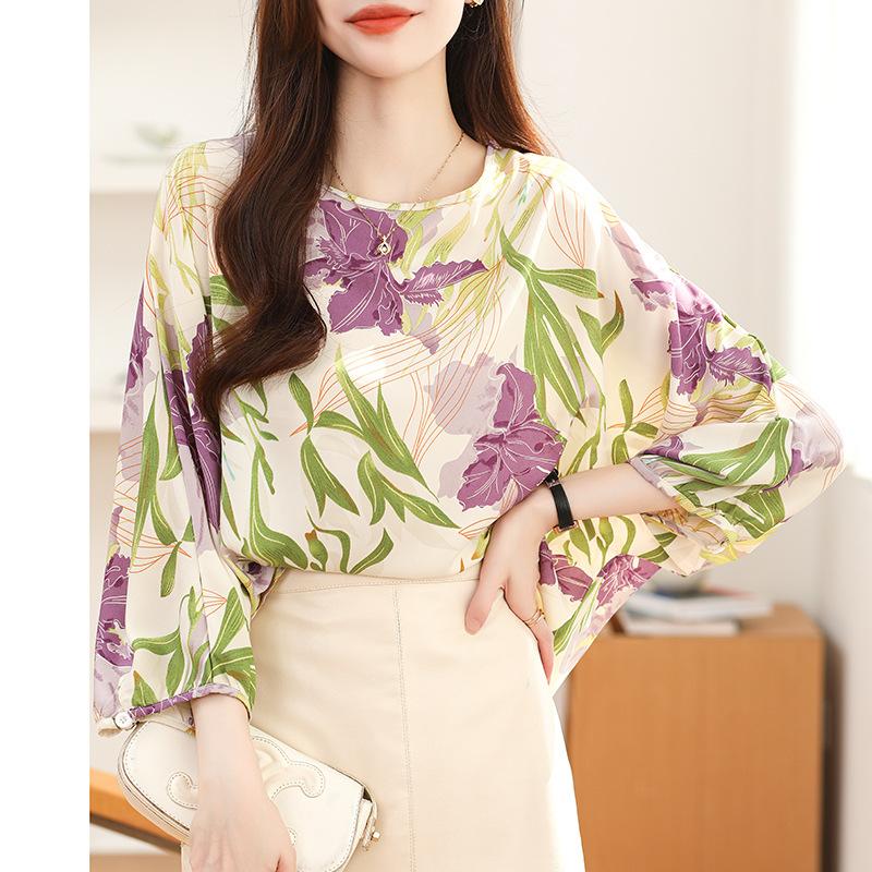 Unique Beautiful Top French Purple Bubble Sleeve Shirt