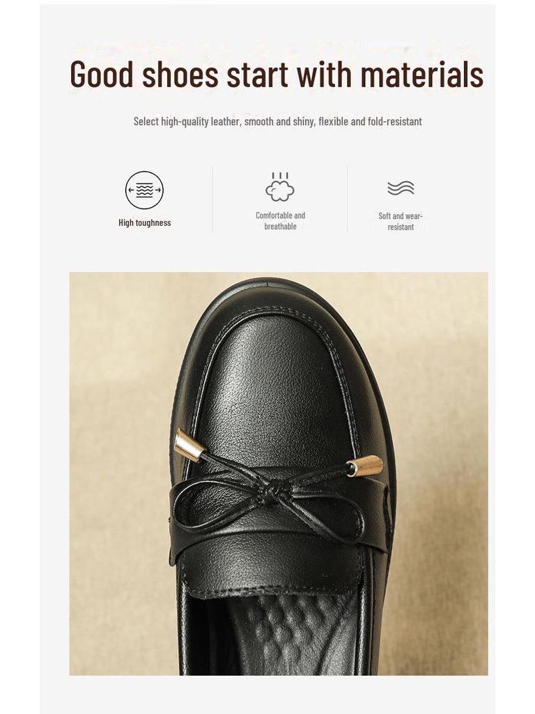 Женские черные нескользящие рабочие туфли KFC из натуральной кожи — удобные повседневные туфли на плоской подошве для мам