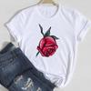 (Asian Size) Flower Floral Women Print Tee Top Clothing Fashion Tshirt Lady Female Lovely O-neck Cute Casual Short Sleeve Graphic T-shirt