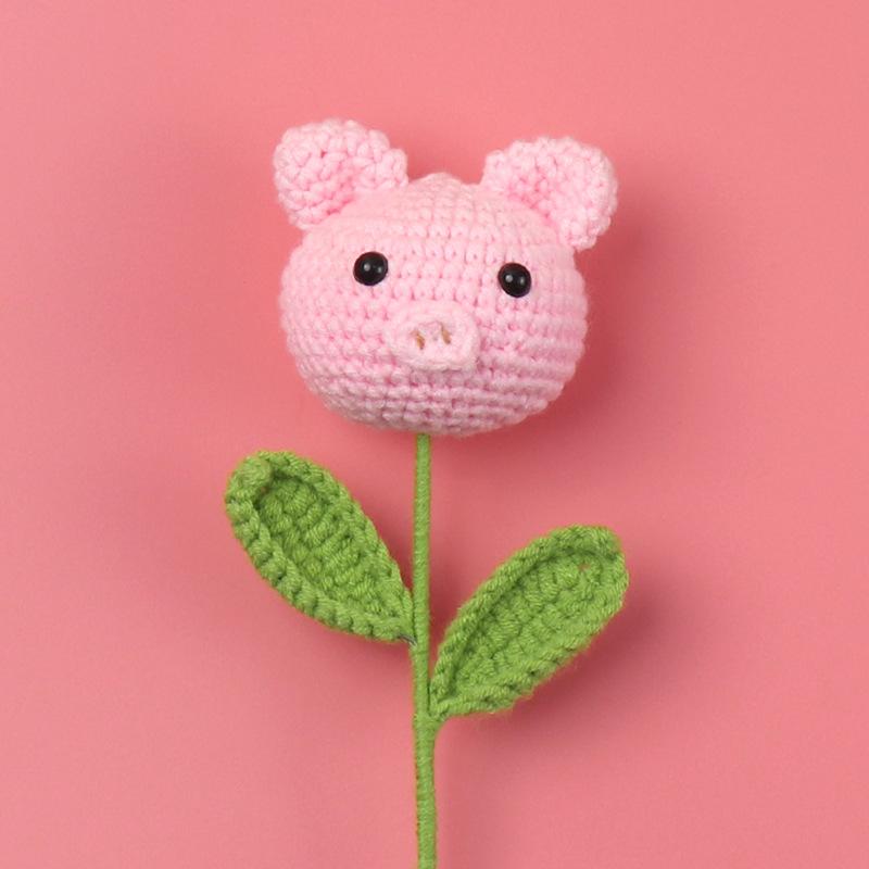 Animal Crochet Bouquet Cute Cartoon Hand-knitted Artificial Flower Fake Flower Kids Gift Easter Decoration 2025 Kids Gift