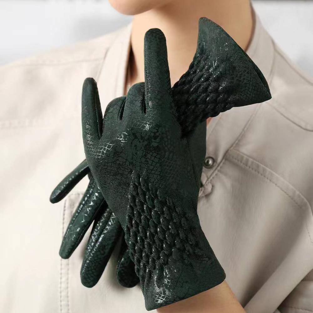 Snake Skin Pattern Winter Gloves Touchable Screen Skiing Gloves Driving Mittens  Cycling Driving