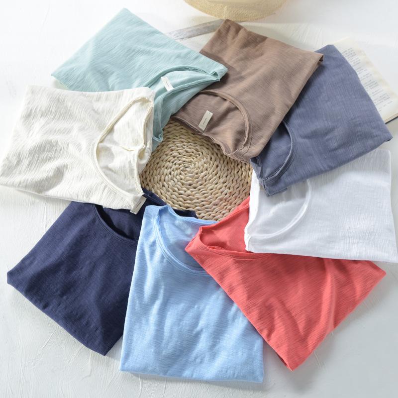 Летняя хлопковая мужская повседневная футболка с коротким рукавом и круглым вырезом, тонкая дышащая удобная однотонная мужская футболка