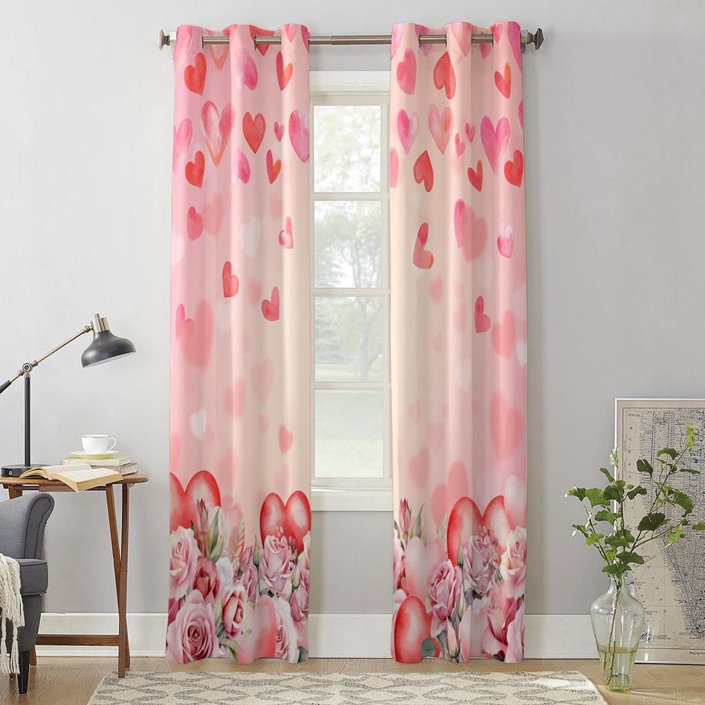 День святого Валентина Розы Любовь Оконные Шторы для Гостиной Спальня Шторы Современные Кухонные Жалюзи Портьеры Шторы