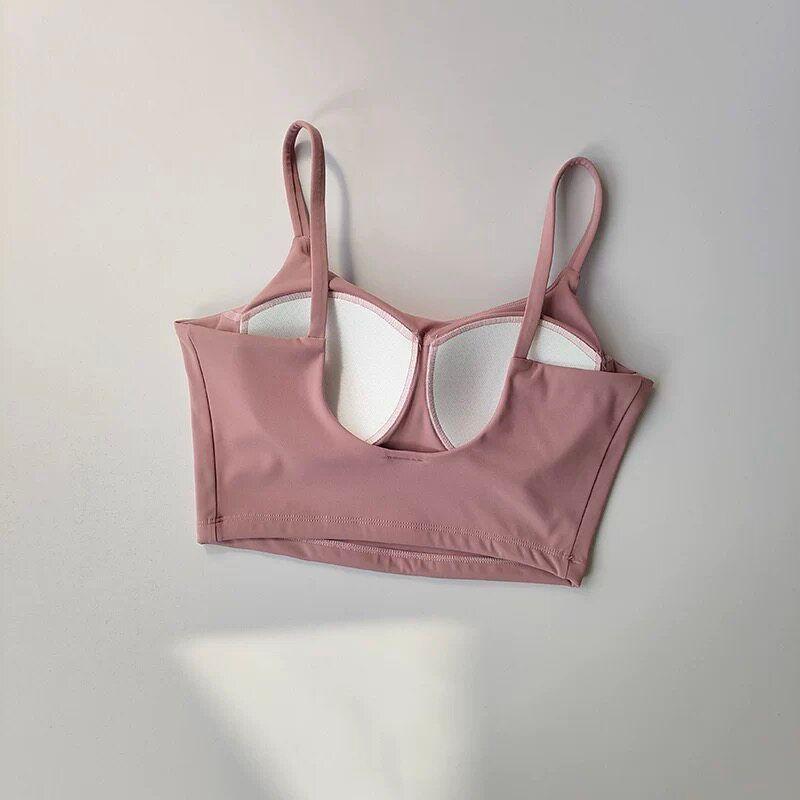 Sexy One-Piece Yoga Vest, Summer Beautiful Back European and American Style Fitness Top, Strap Bra, Shockproof Sports Underwear for Women
