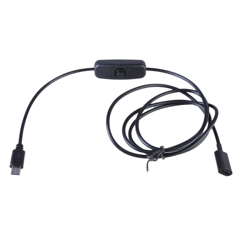 USB Type C Female to USB Male Charging Cable with Switching Button Support 5V3A Charging for 5V Devices 112cm