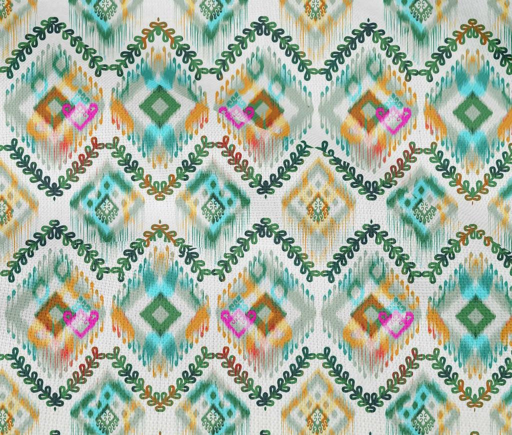 oneOone Cotton Flex Dark Green Fabric Ikat Fabric For Sewing Printed Craft Fabric By The Yard 40 Inch