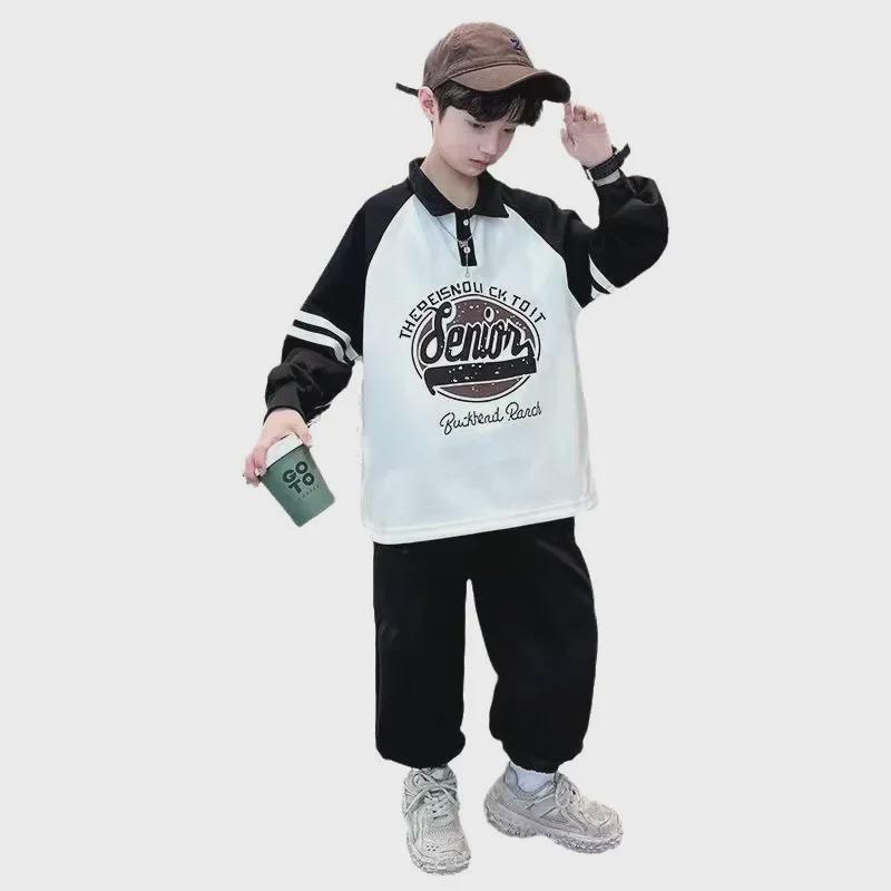 2025 Stylish Boys' Hooded Sports Sweater Suit for Spring and Autumn - Handsome & Cool