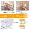 Egg tray for refrigerator, holds 24 eggs, automatic refilling, 2-tier design, sliding lid, convenient storage.
