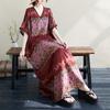 Plus Size 2025 Summer Long Dress V-Neck Women Linen Vintage Beach Casual Dress Basic Loose Dress Floral