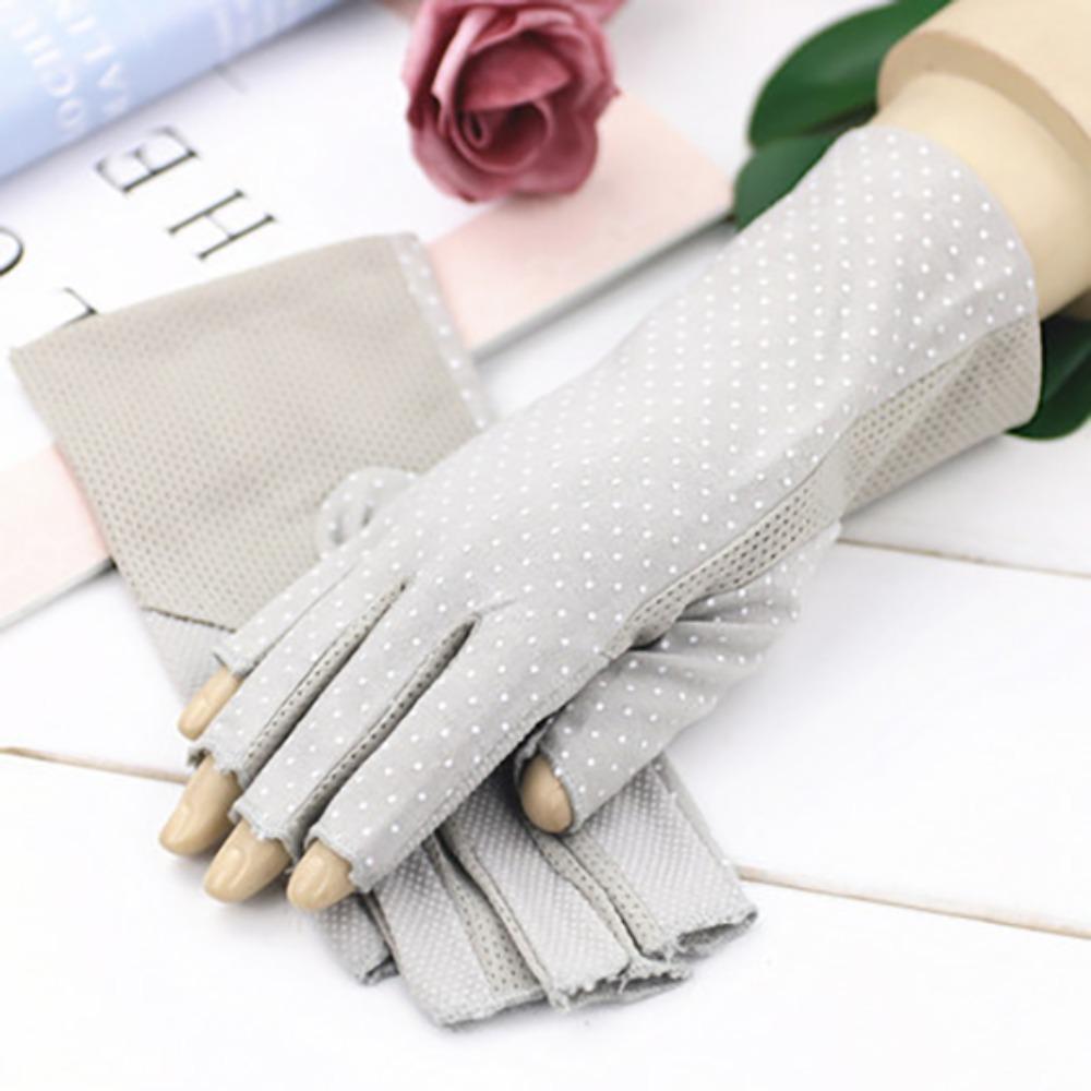 Half Finger Sunscreen Gloves Floral Printed Ice Silk Gloves New Etiquette Gloves  Gift