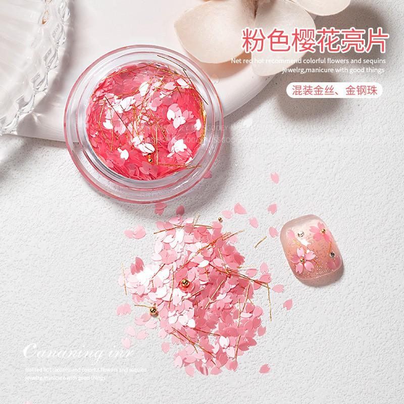 Japanese Style Nail Art White Cherry Blossom Petal Sequins Beads Decorations Tips