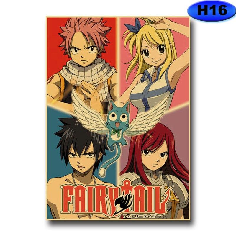 Anime Fairy Tail Posters Wall Stickers Kraft Paper Retro High Definition Poster Home Decor Living Room Bedroom Bar Decoration