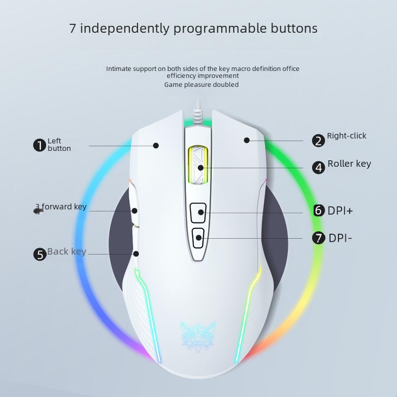 Проводная игровая мышь Cross-Border CW905 RGB: Определение макроса из 7 клавиш для улучшенного игрового процесса