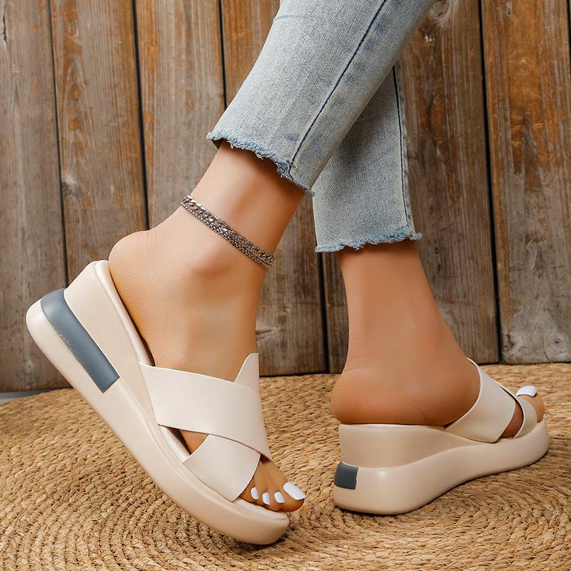 Wedge Heel Sandals Women's  Summer New Fashion Muffin Open-toe Fairy Style Outside Wear Thick-soled Shoes Women