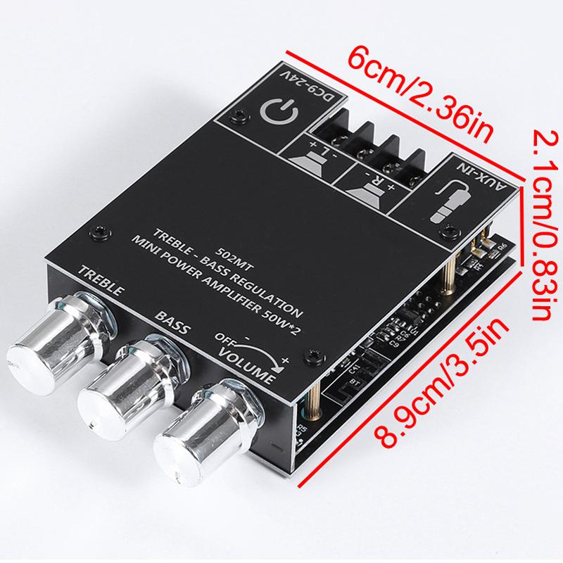 2-канальная высокомощная цифровая плата аудиоусилителя HIFI Stereo 2x50 Вт, усилитель басов ZK-502MT, плата усилителя сабвуфера Bluetooth 5.0