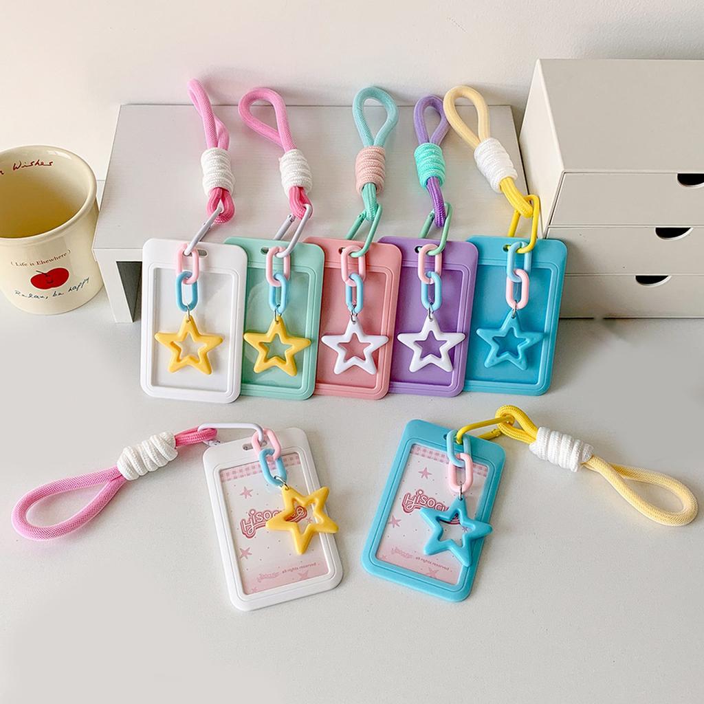 Брелок-держатель для фотокарточек, плетеный шнурок, держатель для фотокарточек, защитный рукав для ID-карты, школьные канцелярские принадлежности для женщин