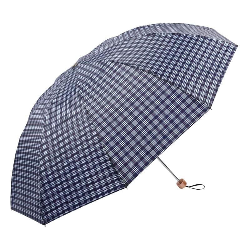 Old Brand Paradise Umbrella Checkered Umbrella Men and Women 3-Fold Umbrella Oversized Ten Bones Double Business Umbrella Steel Rib Umbrella