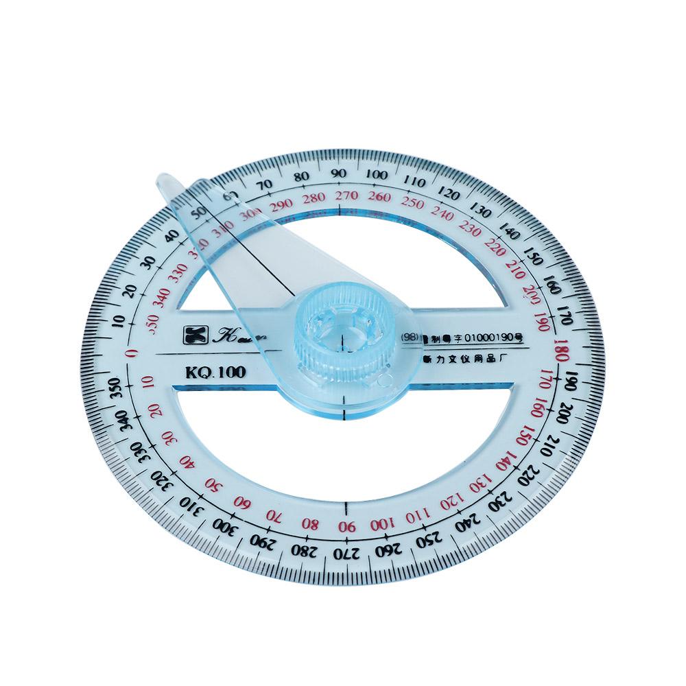 Durable Transparent 360 Degree Office Drafting Supplies Measuring Tool Protractor Ruler Pointer