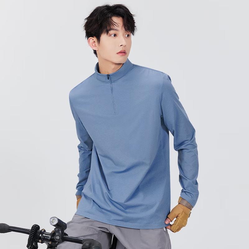 MINISO Men's Quick-Dry Half-Zip Long Sleeve Fitness T-Shirt