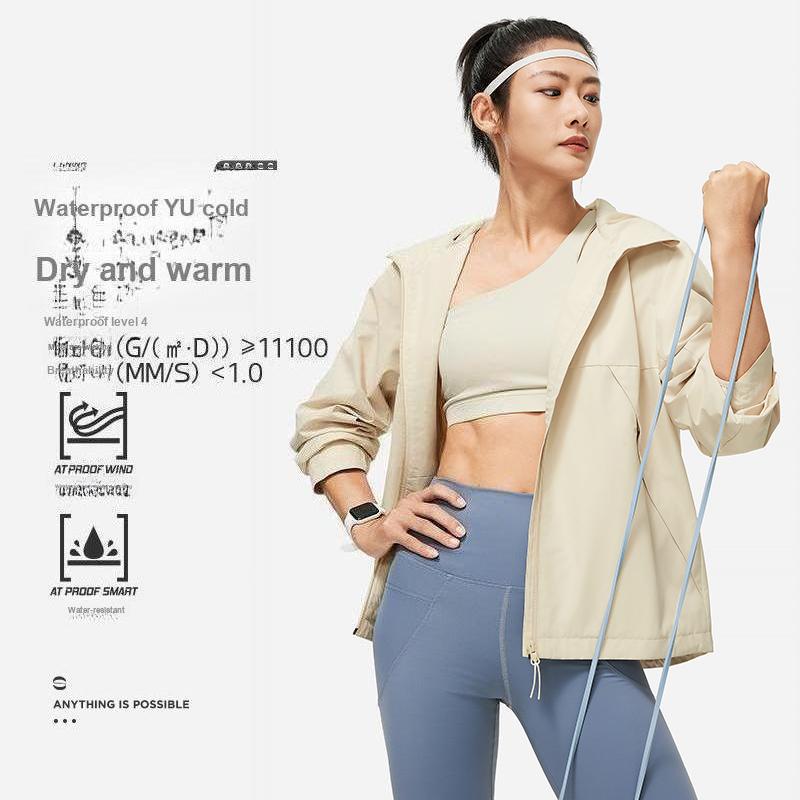 Li-Ning Ветровка с капюшоном Fitness Series, однотонная, женская, верхняя одежда, цвет гравийно-серый AFDU080-1