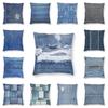 Подушка с текстурой рваного денима 40x40 Домашний декор Украшение Чехол на подушку с рисунком синих джинсов Декоративная подушка для гостиной