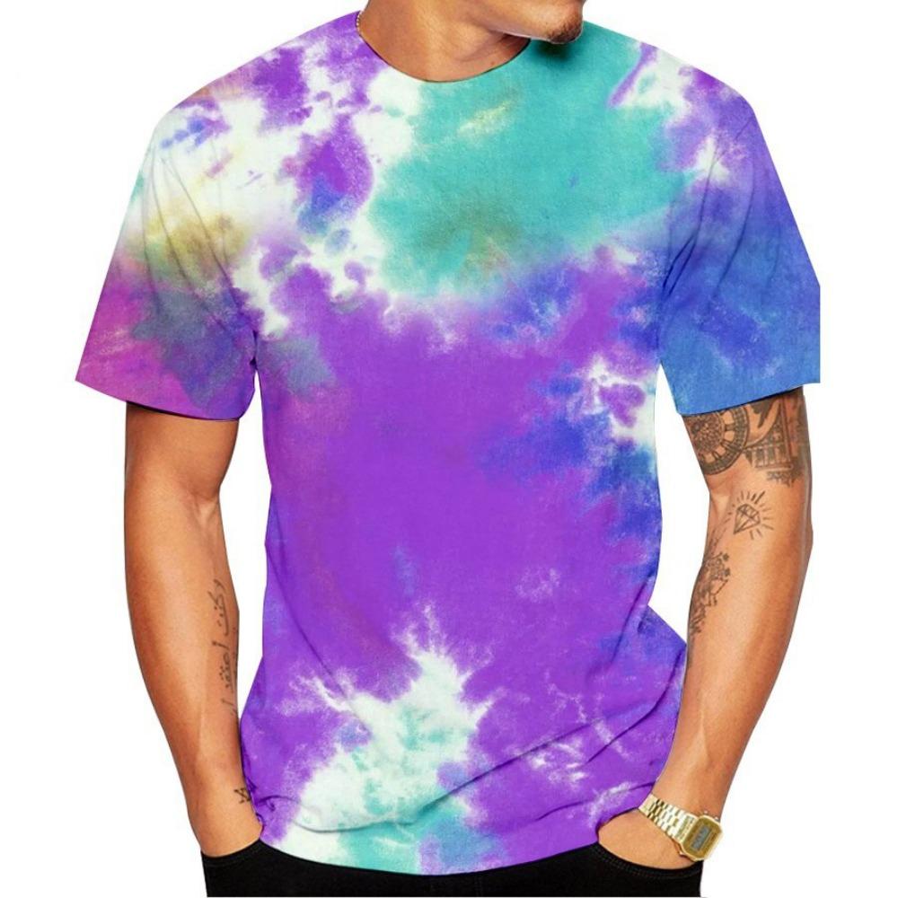 Красочная футболка с 3D принтом Tie Dye, мужская и женская модная уличная одежда, футболки с короткими рукавами, большие детские футболки в стиле Харадзюку, топы, одежда