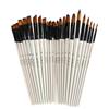 6Pcs/Set Wood Pole Nylon Hair Brush Set Pearl White Art Paint Brush Hair Watercolor Brush Oil Paint