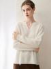 2026 Autumn/Winter Korean Style Loose V-Neck Cashmere Sweater - Women's Slimming Warm Scissor Design