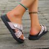 Fashion Fashion Rivet Decor Platform Slippers Women Cross Strap Med Heel Summer Sandal Woman Plus Size Comfort Non Slip Slides Mujer