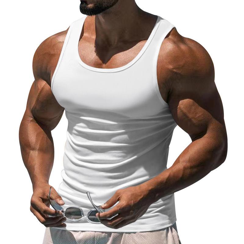Мужская летняя майка для фитнеса и фитнеса, однотонная спортивная тонкая спортивная майка без рукавов с гоночной спиной