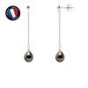 Pendant Earrings - - 3 Cm - Tahitian Pearls 8-9 Mm - 925 Silver - 2 Year Warranty
