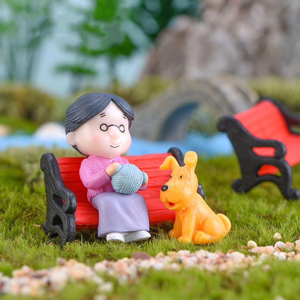 1 SET Ornament Micro Landscape Bonsai Home Decor Couple Dolls Miniatures Toy Grandparents Figurines