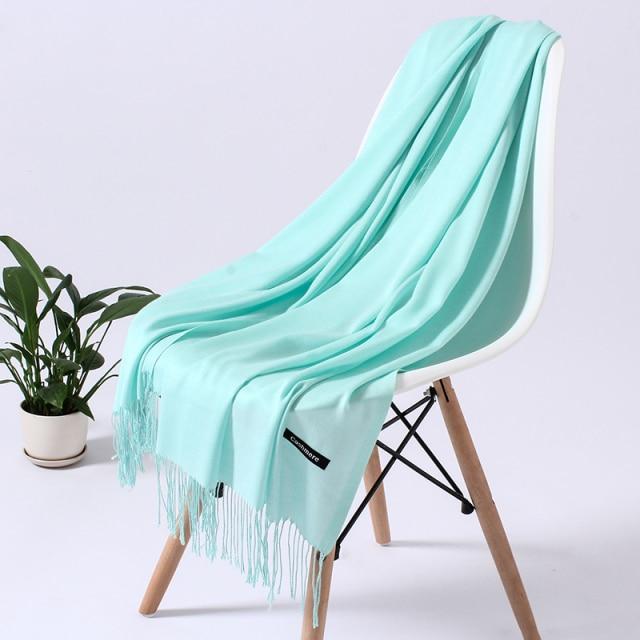 Women Solid Scarf Cashmere Feeling Pashmina Shawls Tassel Hijab Head Wraps Femme Thin Spring Winter Scarves Foulard Bufanda