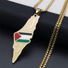 Stainless Steel Retro Palestine Map Pendant Necklace