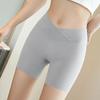 Женские защитные шорты с перекрестным поясом и высокой талией, бесшовные леггинсы из ледяного шелка для йоги, однотонные ультратонкие шорты