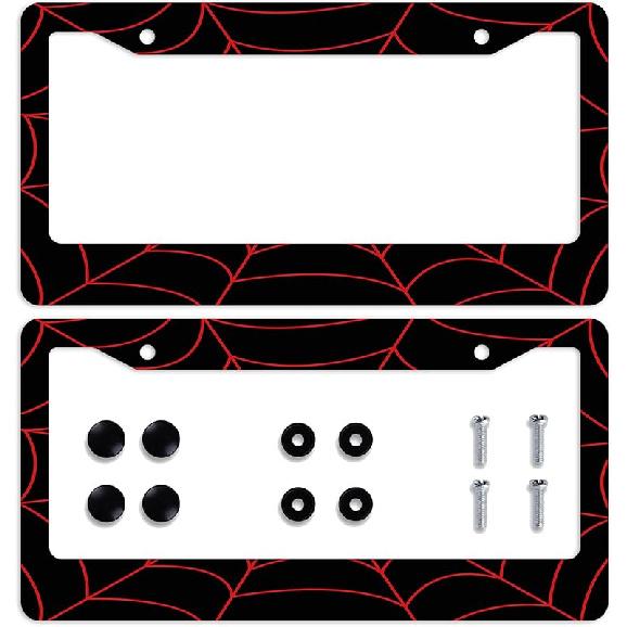 Neon Alien License Plate Frame 2 Pack UFO Outer Space Planet Galaxy Car Front License Plate Personalise License Plate Frames Rust-Proof Stainless