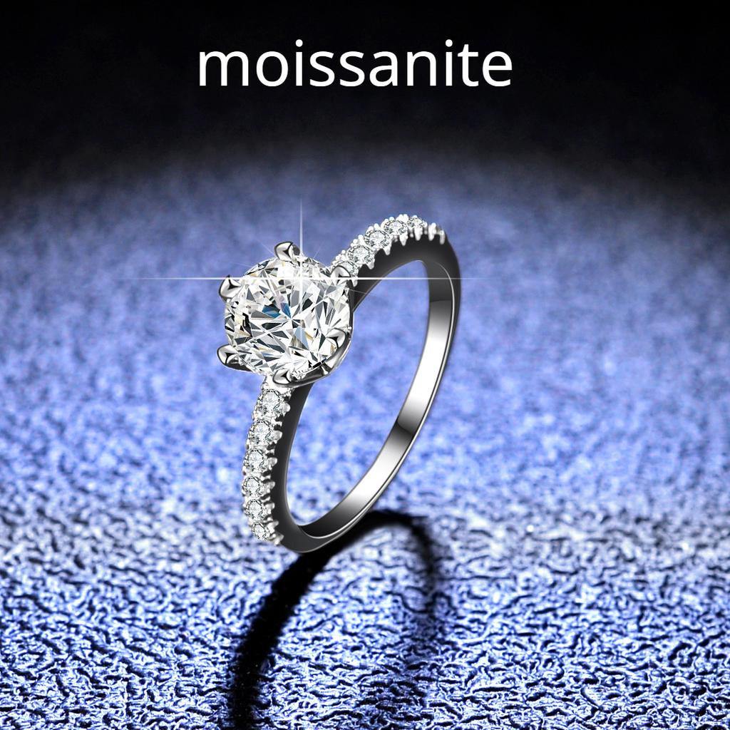 Кольцо с муассанитом цвета D, женское кольцо из стерлингового серебра 1 карат, обручальное кольцо с бриллиантом, подарок для подруги, изысканный ювелирный подарок