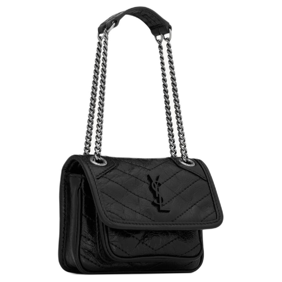 Saint Laurent Женская мини-сумка Niki V из стеганой кожи с магнитной застежкой Черная 823951-0EN04-1000