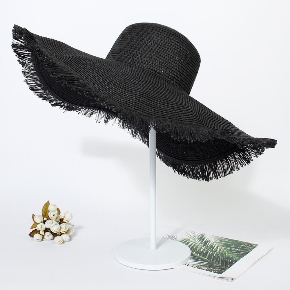 Large Brim Floppy Straw Hat Foldable Travel Beach Cap Casual Summer Sun Hat