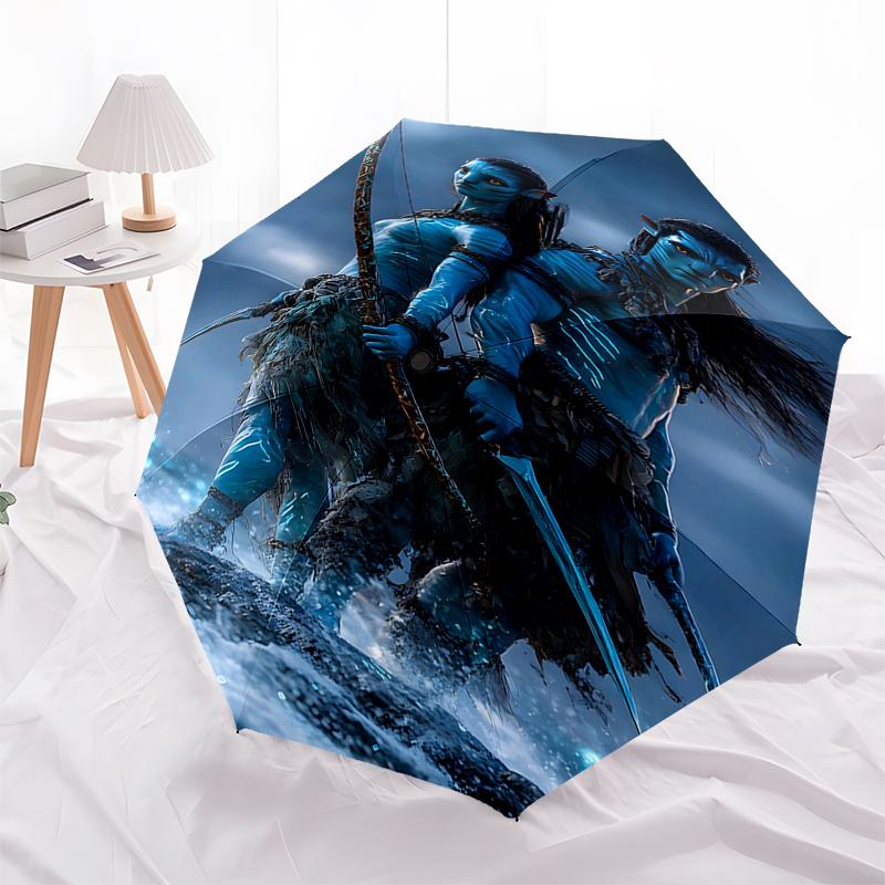 Avatar Inspired Blue Warrior Umbrella: Automatic Opening/Closing, Foldable Design, Outdoor Rain Protection for Fans and Travelers0198b