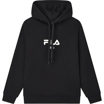Fila Оригинальный логотип Удобный мягкий трикотажный свитер с длинным рукавом из флиса Унисекс свитшот Черный F51M449202F-BK