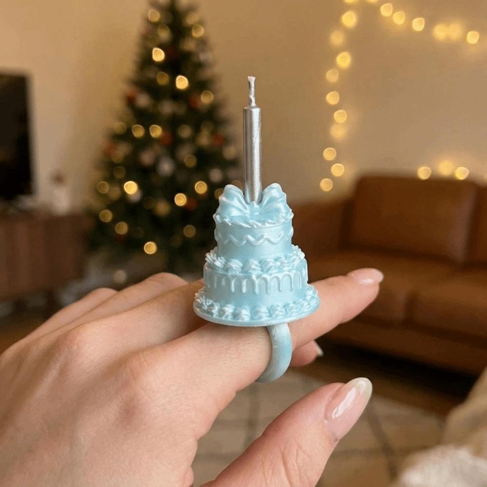 Silk Finish Cake Ring Candle Holder 3D Mini Cake Candle Ring Birthday Candle Ring Cake Topper
