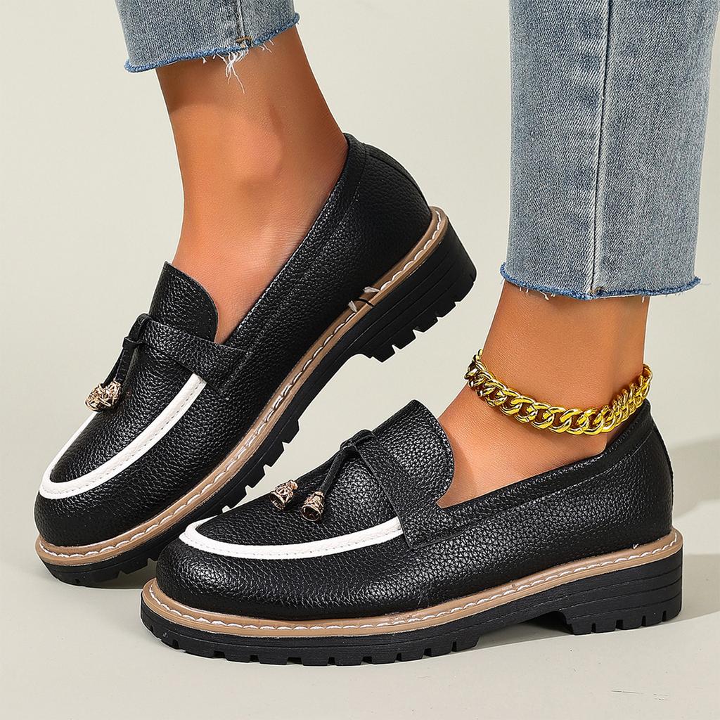 Women's Platform Loafers Slip On Casual Oxford Shoes Chunky Sole Comfortable Walking Footwear